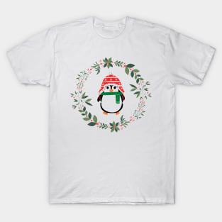 Holiday Penguin and Wreath T-Shirt